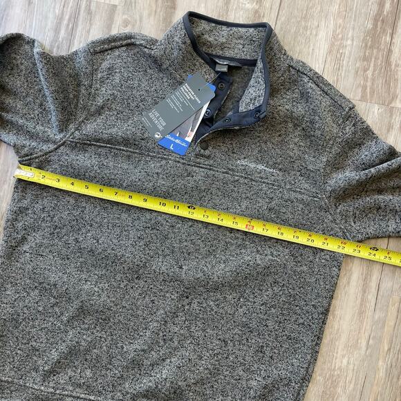 Eddie Bauer Men Radiator Fleece Quarter Snap Pullover Sweater Gray Heather L NWT - Picture 5 of 8